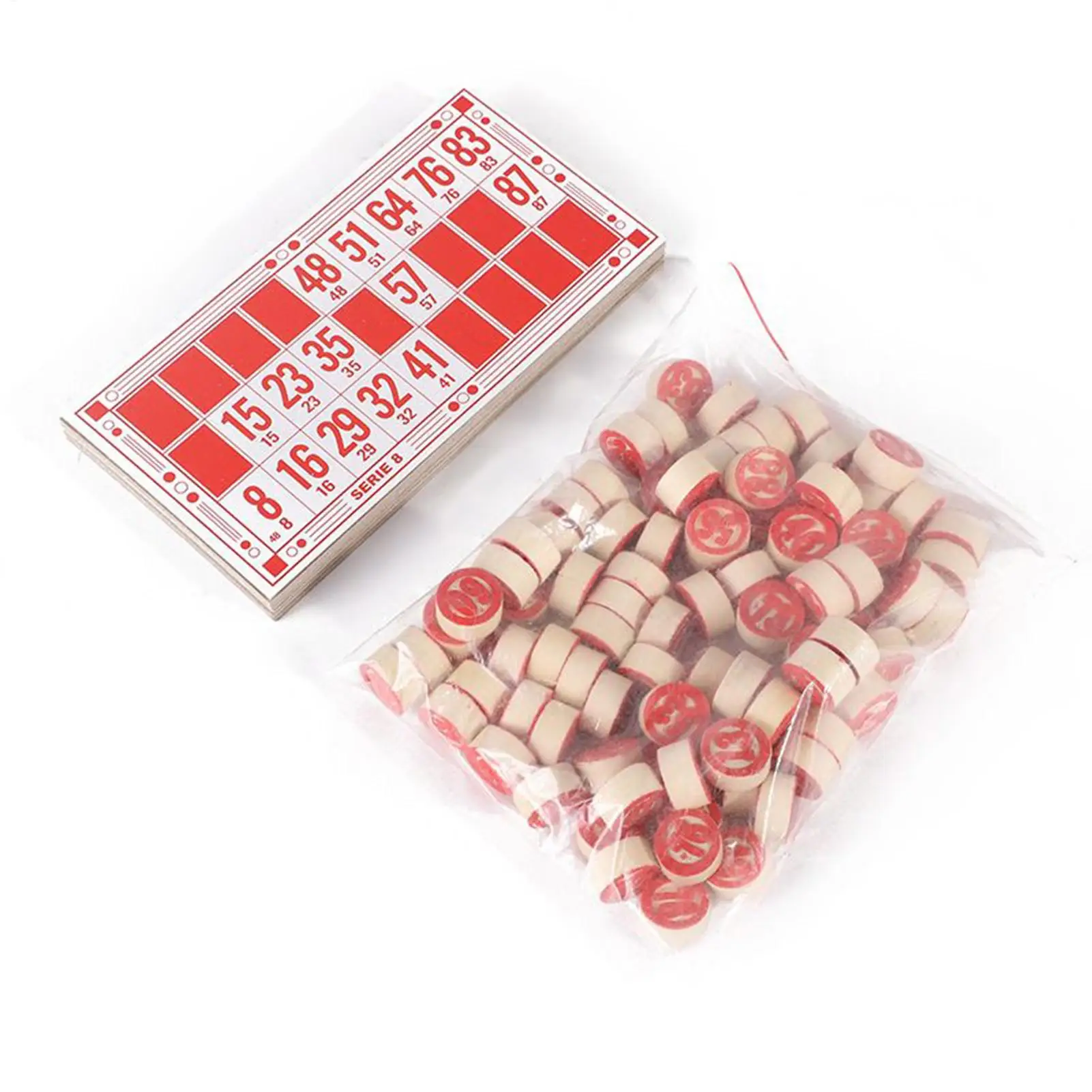 

Bingo Set Vintage Wooden Interactive Toys Large Print Card Match Chess Game for Kids Family Friends Group Play Night Party Home