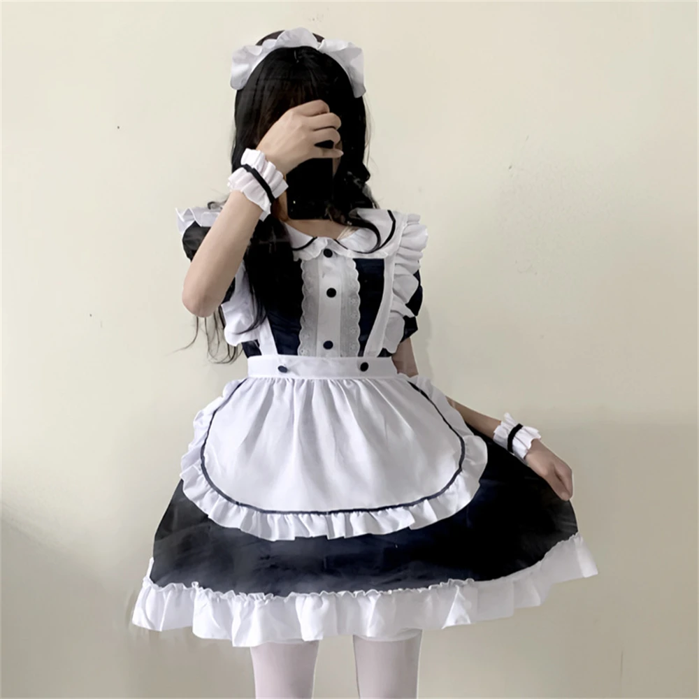 Halloween schwarz weiß Dienst mädchen Kostüm Set Cosplay süße Mädchen Lolita Kleid Restaurant Café Uniform Outfits schöne Rollenspiel Kleidung