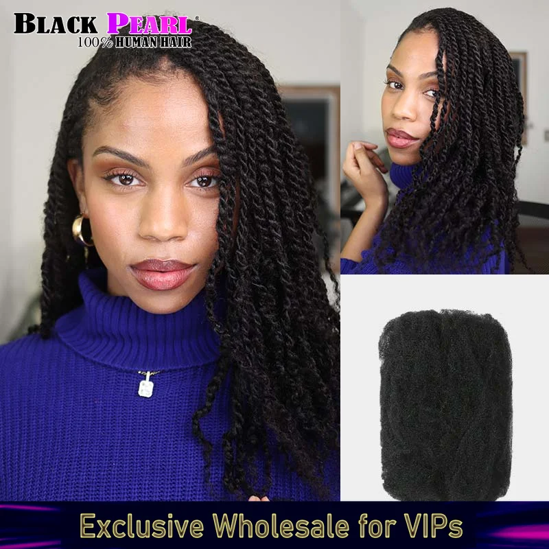 Black Pearl 50G Afro Kinky Bulk Haarverlängerungen zum Flechten Dreadlock Echthaar 1 Bündel 50 Gramm natürliche Farbe Zöpfe QVR Haar
