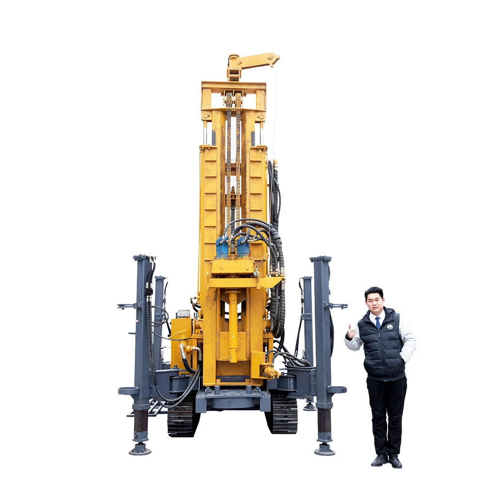 200m 300m Drilling Depth Pneumatic DTH Crawler Drilling Rig for Water Well Drilling Rig Machine Driven by diesel Engine for Sale
