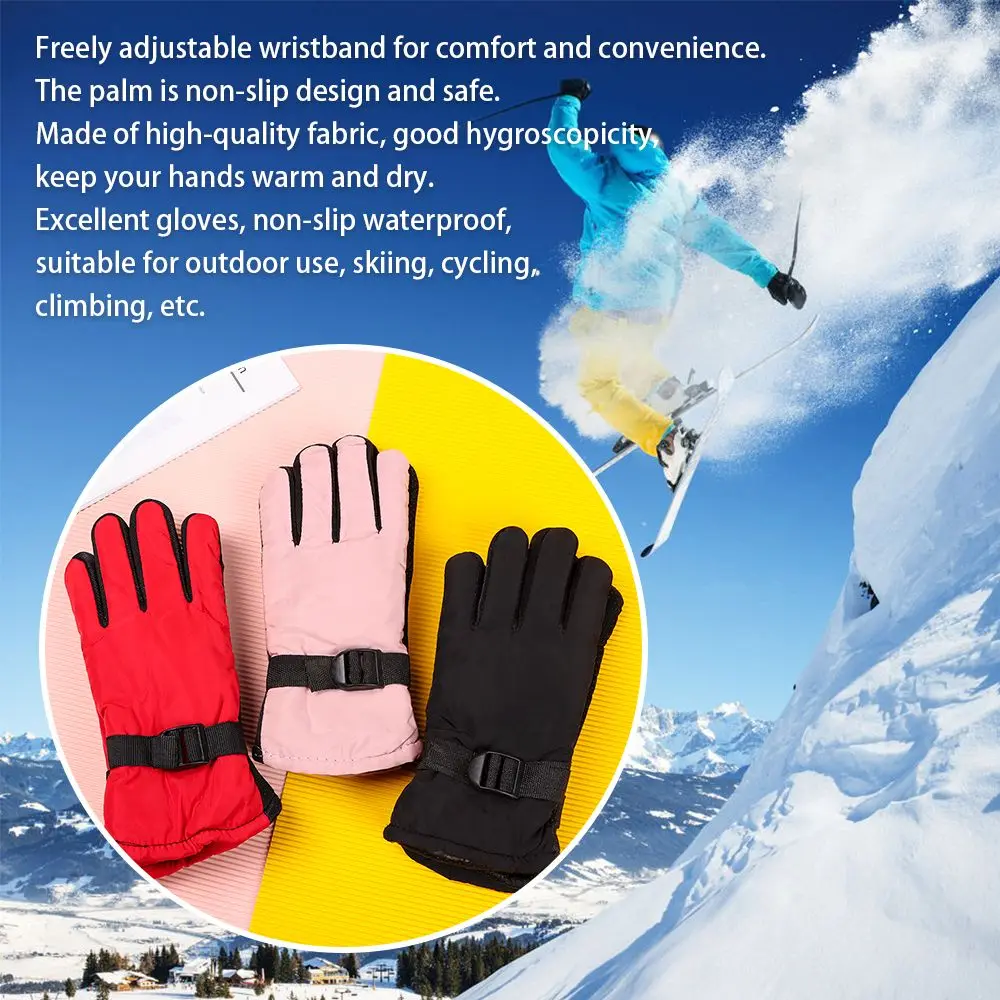 New Fashion Non-slip Children Kids Thicken Warm Long-sleeved Mitten Windproof Waterproof Ski Gloves Snow Snowboard