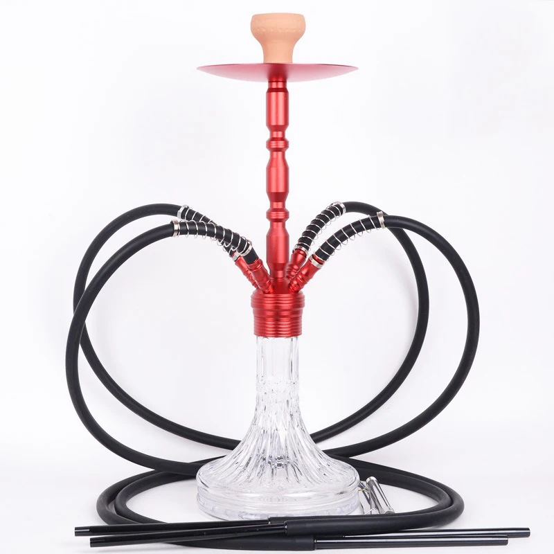 64CM Large Arabic Shishas Hookah Set Aluminum Stem1‑2‑4 Hoses Glass Bottle Base Water Pipe Narguile Cachimbas Sheesha Chicha Kit