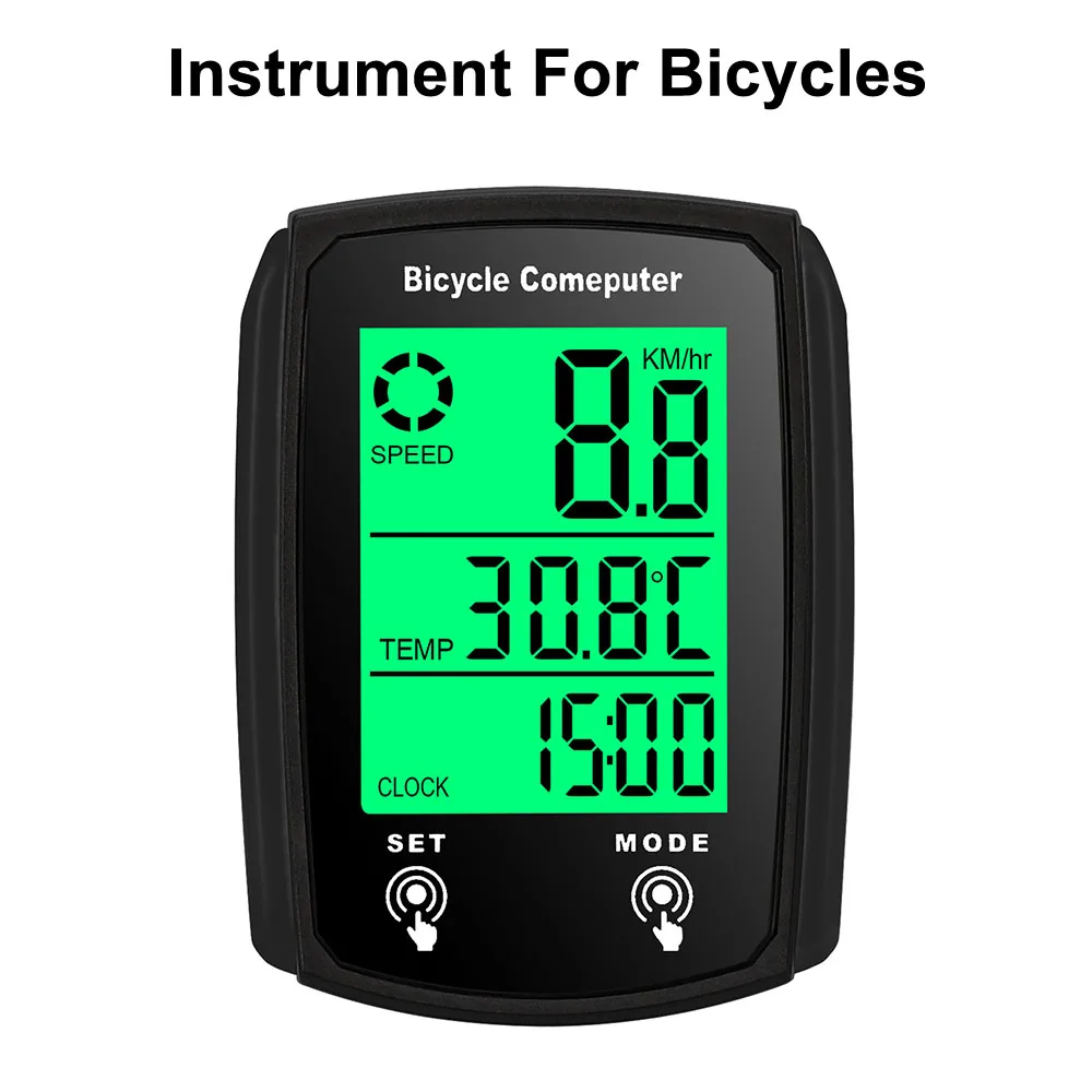 Wired Speedometer For Bicycle Bike LCD Computer Speed Odometer Backlit For Day Night Cycling English Waterproof Bike Accessories