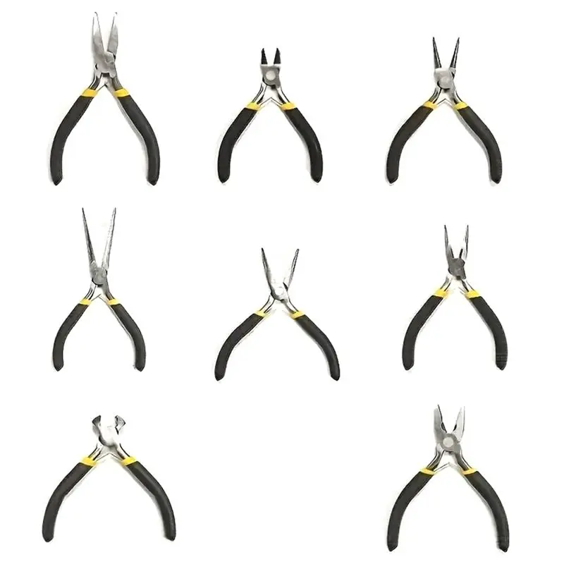 8PCS Mini Pliers Set Long Nose With Teeth Flat Jaw Round Diagonal Nose Wire End Cutting Cutter Tools Jewelry Pliers Set-[A22I St