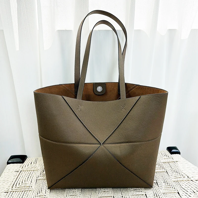 

Кожаные складные сумки-тоут для женщин, роскошные дизайнерские сумки и кошельки, новинка 2026, из воловьей кожи с внутренним карманом, подмышками на плечо