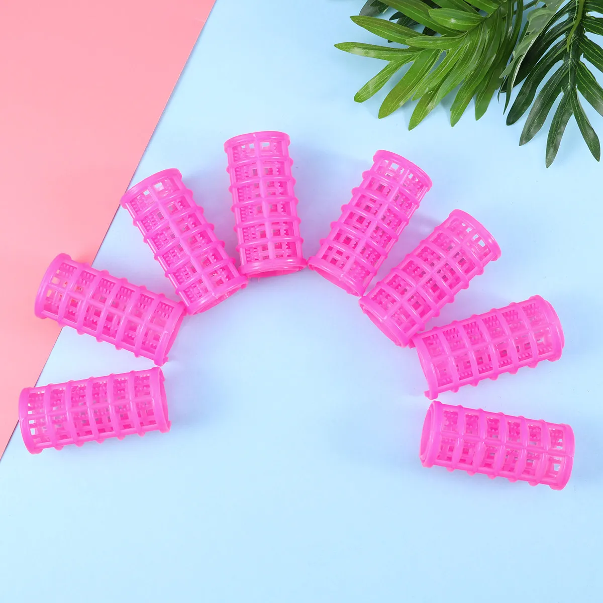 8Pcs Double Layer Hair Rollers Set Plastic Self Grip Curlers with Duckbill Clips for Women Men Retro Rolls Bangs