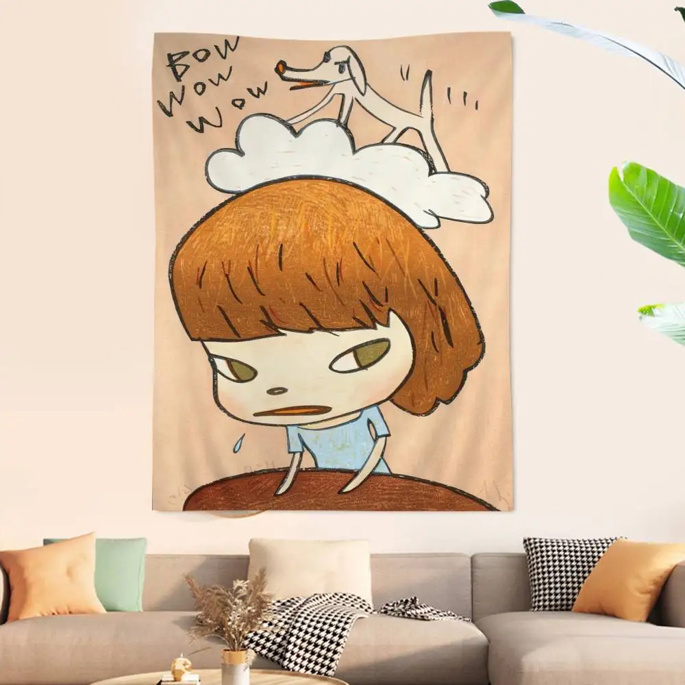 Y-Yoshitomo N-Nara Printed Large Wall Tapestry Art Science Fiction Room Home Decor Decor Blanket