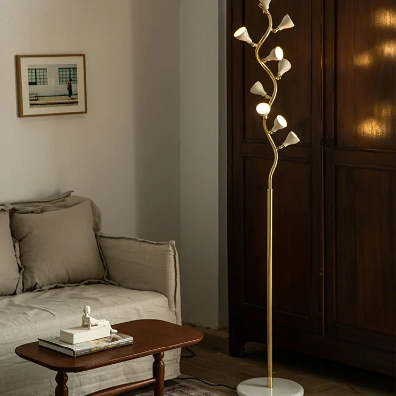 

Brass floor lamp living room bedroom flower art vertical ambient lamp