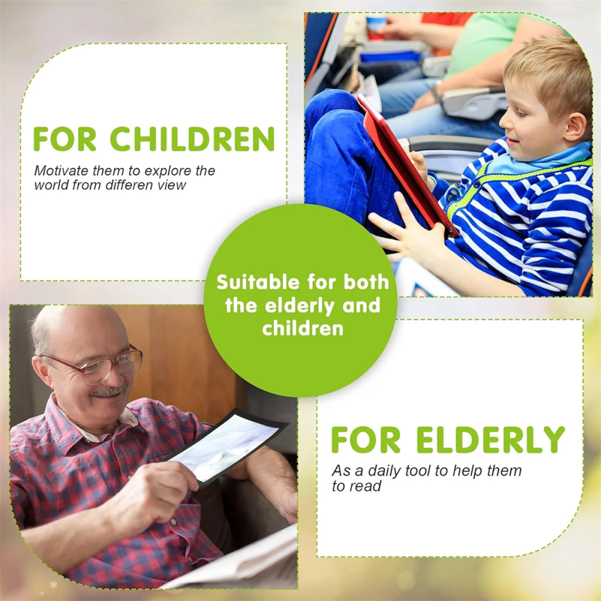 1/2PCS Handheld Page Magnifying Glass Flexible 3X Reading Aid Lens Ultra Thin Bookmark Flat Magnifier A4 for Elderly Reading