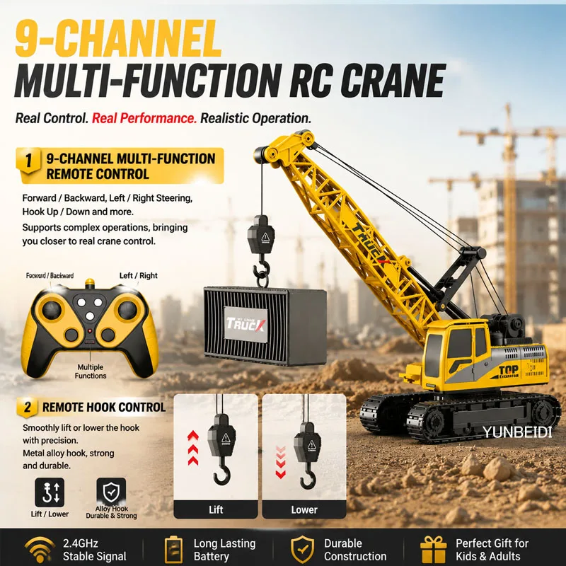 1:64 Scale Alloy Rc Mini Excavator Tracked Driving Lights Sound One Key Demo Digging Multi Speed Color Box Model Car Toy For Boy