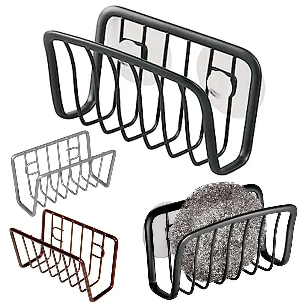 Metal Sink Sponge Rack No-punch Drain Storage Shelf Sink Drain Stand Sink Shelving Wire Ball Rag Organizer Kitchen Storage Rack