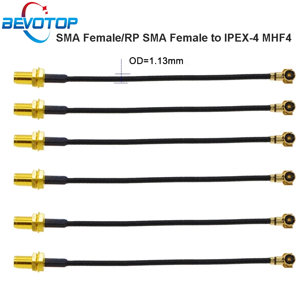 BEVOTOP 10pcs 4 Cable 4 4 Female to RP-SMA/SMA Female WIFI Antenna RF Cable RF1.13 Pigtail Extension Cable Assembly