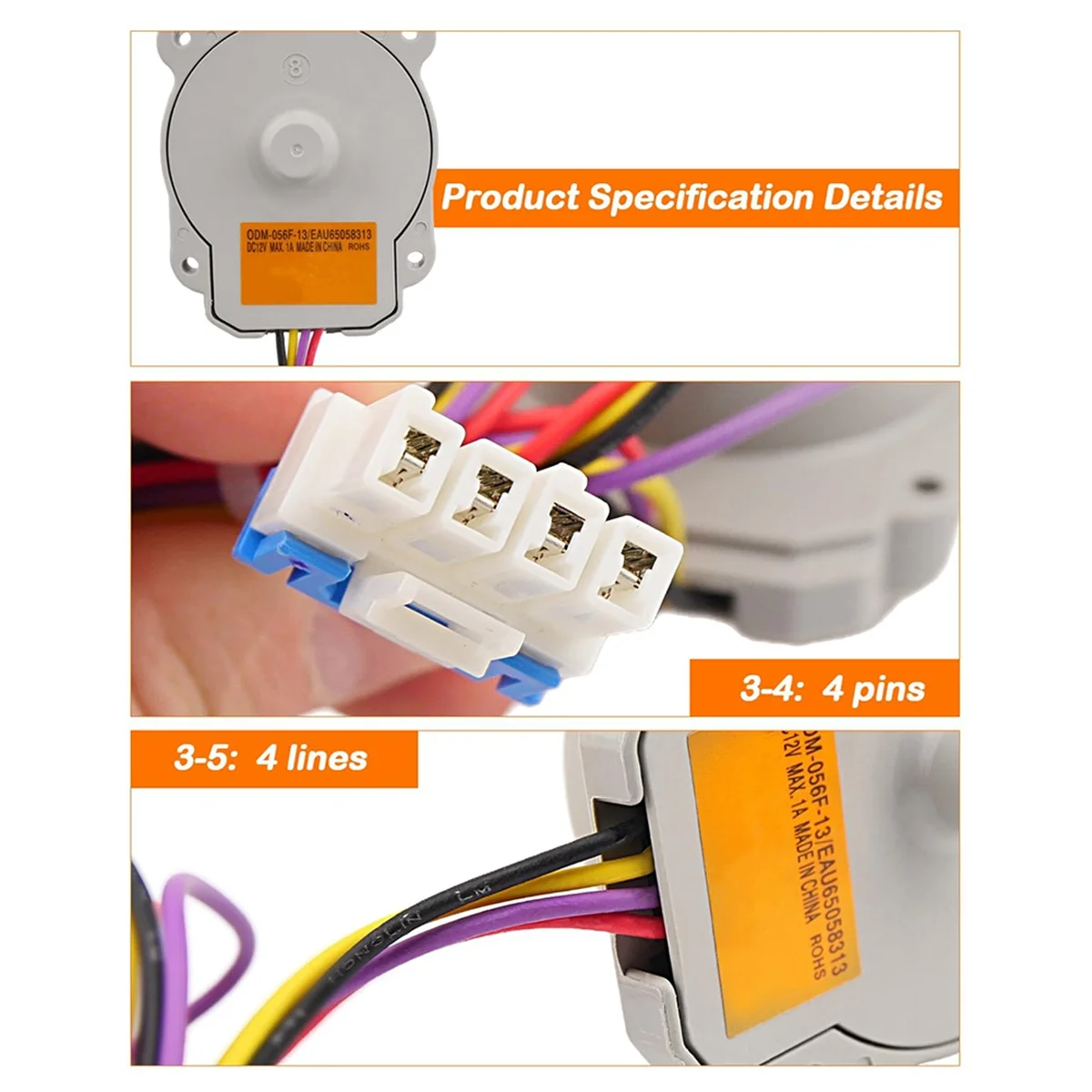 ايه يو 65058313   يصلح لجزء تجميع محرك مروحة تبخير الثلاجة استبدال EAU 65058313   -056F-13 AP 7178307