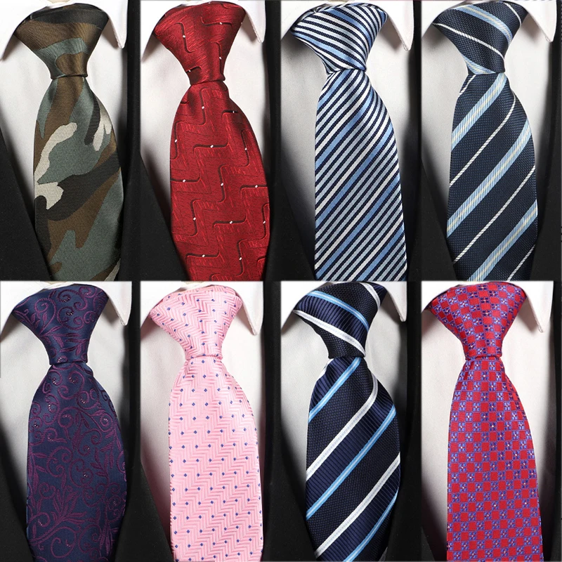 Klassische gestreifte Krawatte für Männer, 8 cm Breite, Rot, Blau, Rosa, Lila, Krawatten, Hochzeit, Party, Alltag, Business-Krawattenzubehör