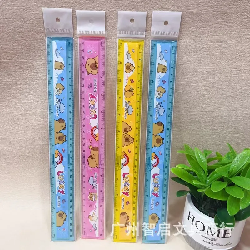 60Pcs/Box Capybara Cartoon 30cm Kawaii Animal Ruler Multifunction DIY Drawing Ruler For Kids Students Office School Stationery