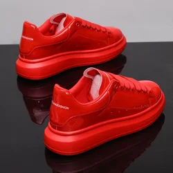 2025 Men's Shoes Black Red White Glossy Casual Men's Shoes Spring and Autumn New Women's White Shoes Couples Sports Tennis Shoes