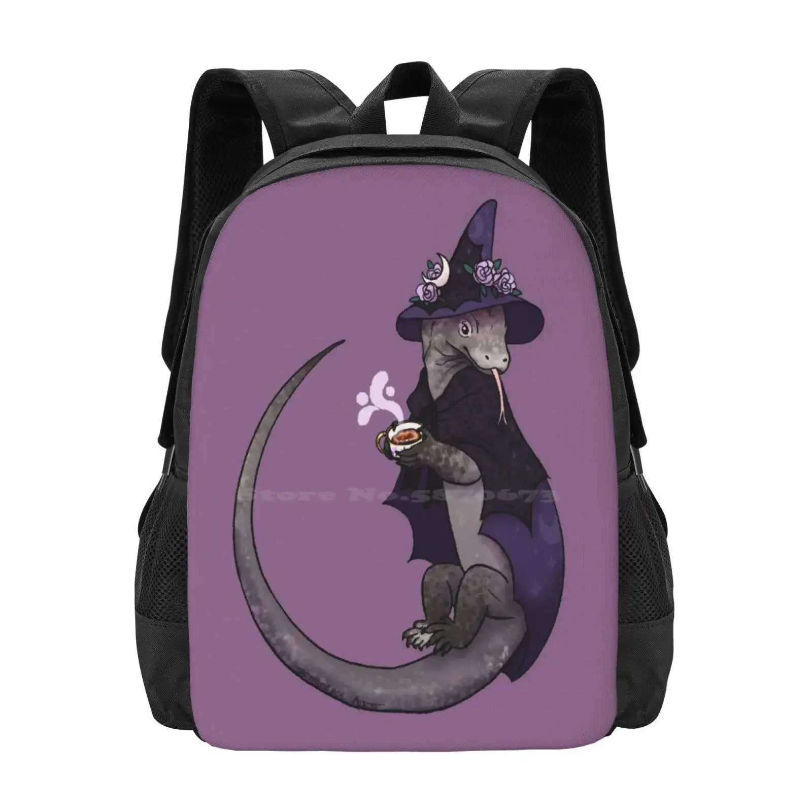 

Школьная сумка Komodo Dragon Witch, большой вместительный рюкзак для ноутбука, волшебник, рептилия, Komodo Dragon Witch Tea Magic, милый Хэллоуин, жуткий