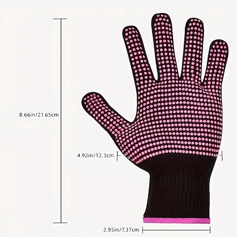 2pcs Professional Heat Resistant Gloves Set for Hair Styling Double-Sided Beaded Non-Slip Hair Styling Gloves with Silicone Bump
