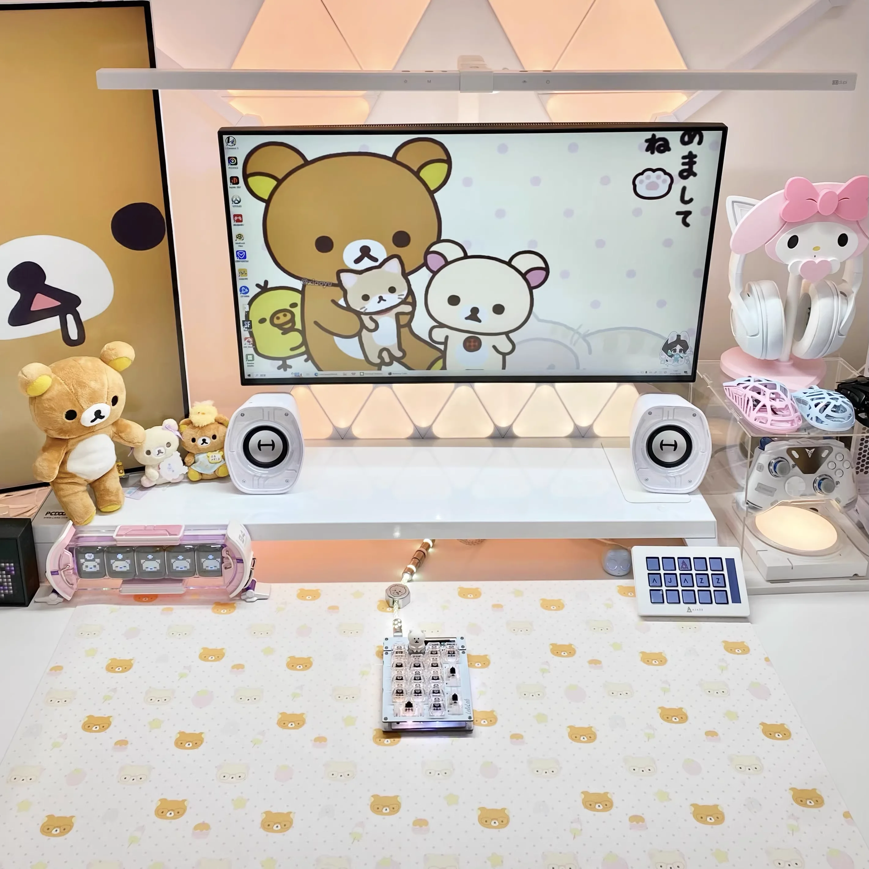 Blue Bear Starwberry Pu Leather Mousepad Office Desk Mat Mouse Pad Computer Speed Type Carpet Mat Player Laptop Keyboard Cartoon