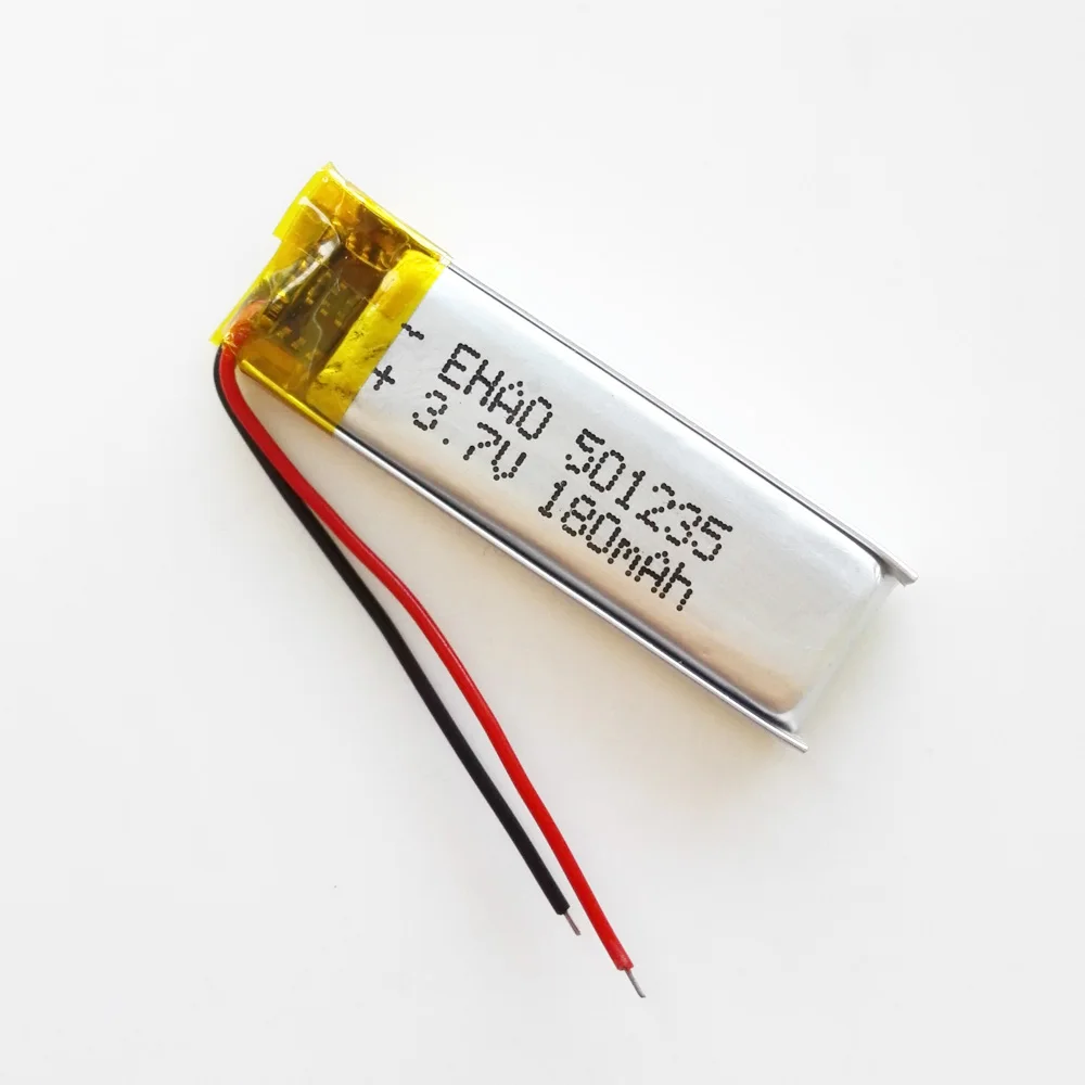 2 PCS 3.7V 180mAh 501235 Lithium Polymer Lipo Rechargeable Battery For MP3 Bluetooth Headset Video Pen Recorder 501235 5x12x35mm