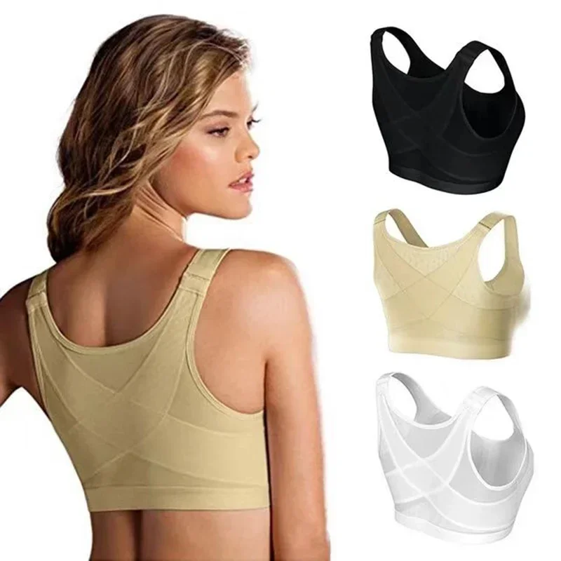 Correttore posturale con chiusura anteriore da donna reggiseno sollevabile Cross Back Push Up intimo antiurto supporto sportivo reggiseni gilet