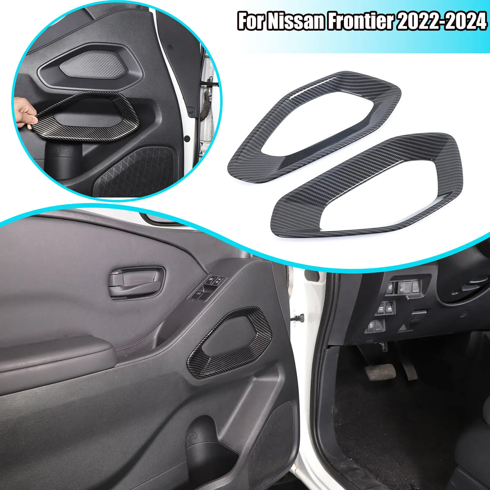 

Car Interior Front Door Panel Frame Trim For Nissan Frontier 2022-2025 Door Anti-Scratch Panel Look Decorative Cover Accessories