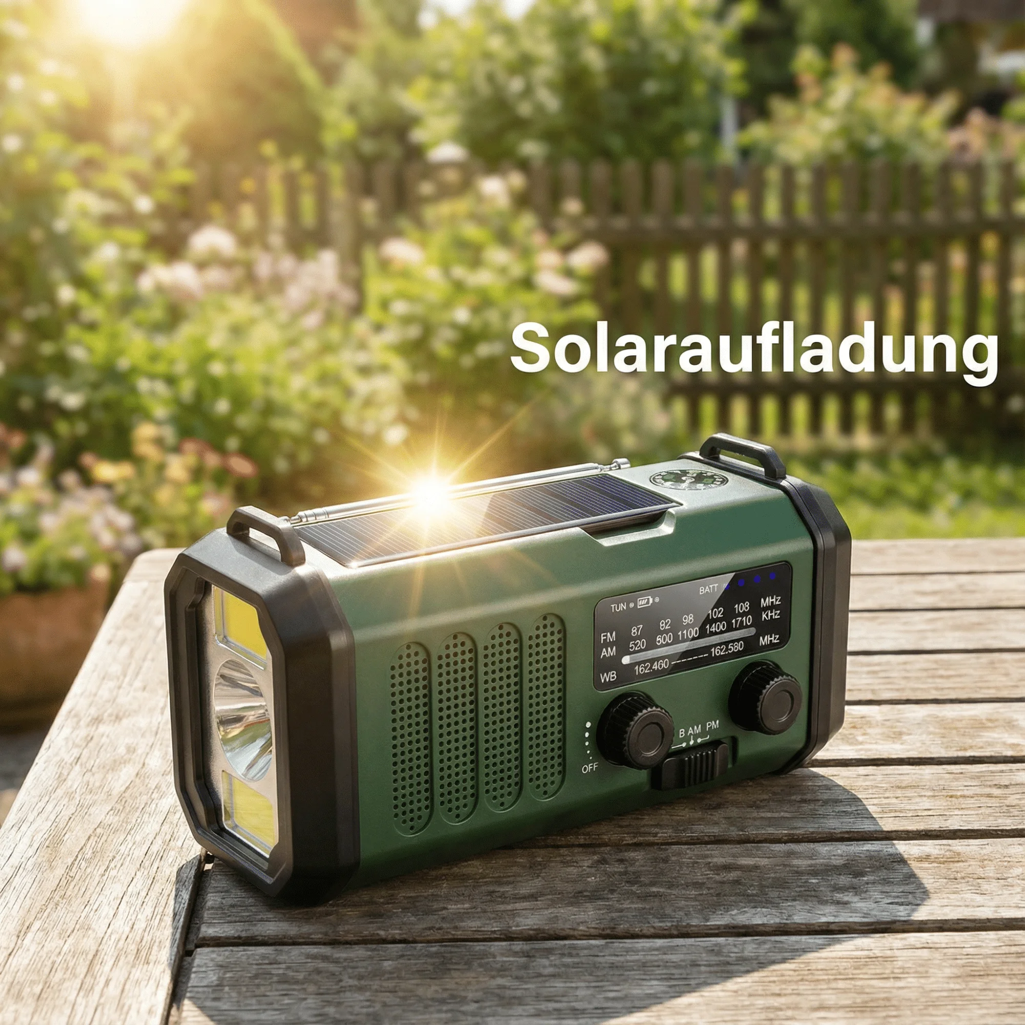 Radio zasilane energią słoneczną i ręcznym generatorem, przenośne radio awaryjne z odbiornikiem AM/FM, wbudowaną latarką LED, alarmem SOS, ładowaniem przez USB-C, pojemność akumulatora 10000 mAh/20000