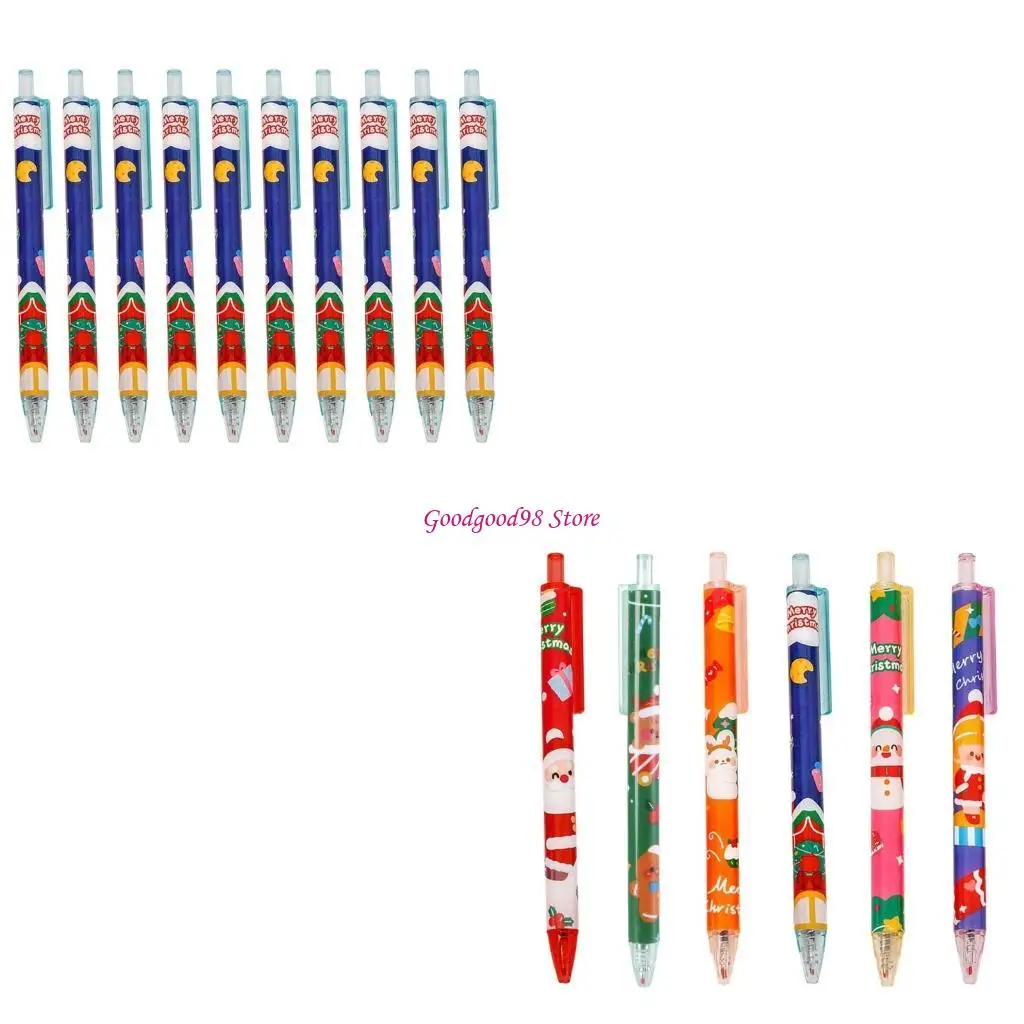 Pack of 10 Christmas Pen Funny Retractable Gel Pen for Kid Student Christmas Party Treats, Cartoon Retractable Gel Pen 