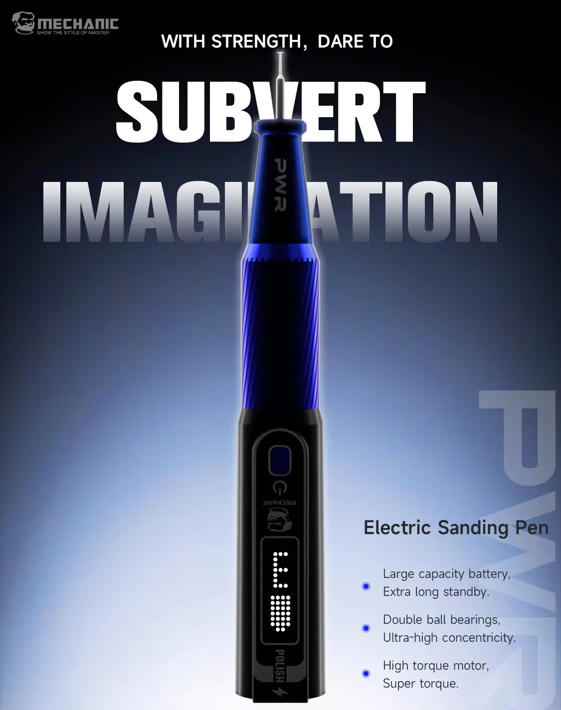 MECHANIC PWR Electric Engraving Pen Digital Display Large Capacity High Speed for Chip Engraving Cutting Motherboards Brackets