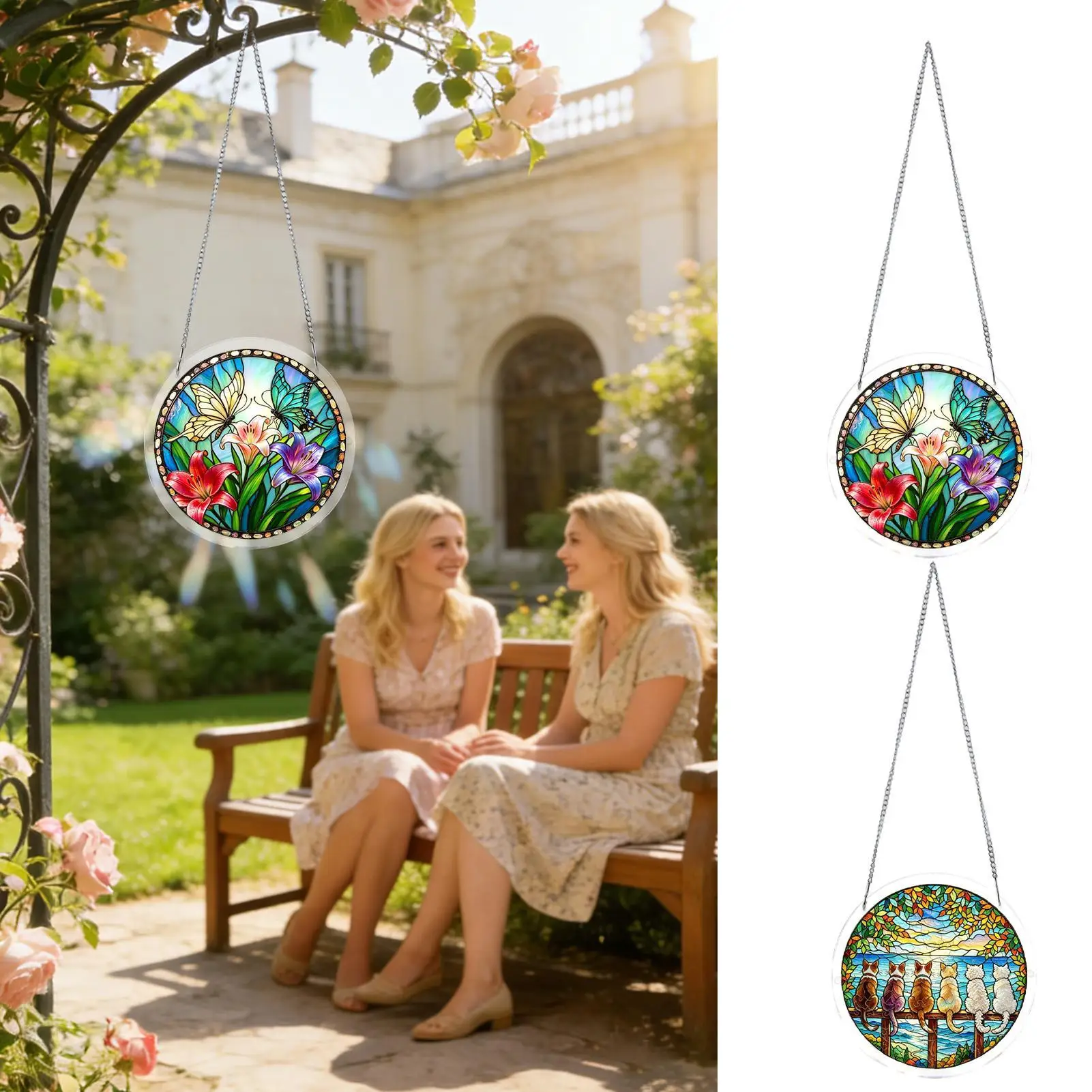 Acrylic Suncatcher 19cm 2D Stained Animal Puzzle Butterfly Cat Window Decoration for Window Wall Home Living Room Bedroom
