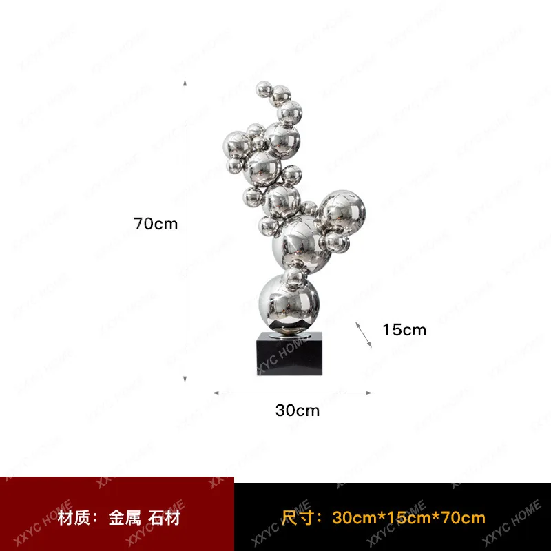 LHotel lobby, abstract sculpture, hall artwork, light luxury metal ornaments