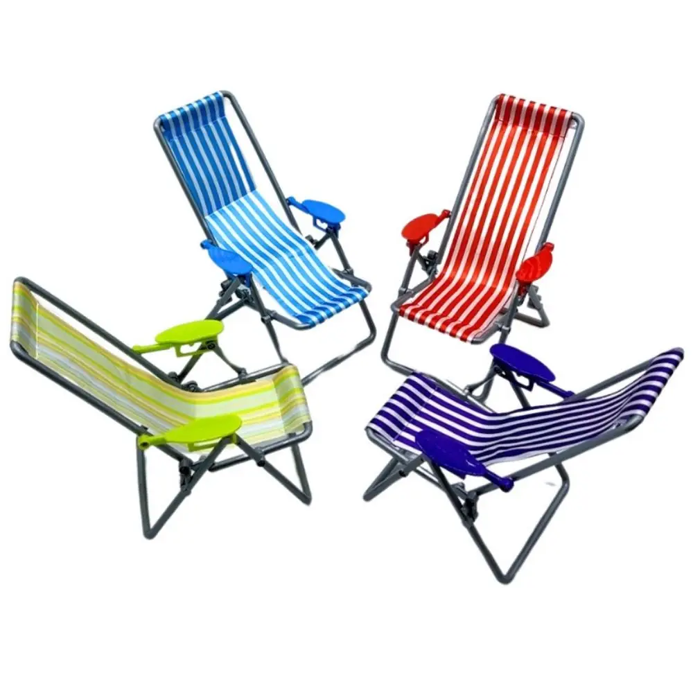 HIgh Quality Mini 1/6 Dollhouse Chair 4 Colors 12*11*19.5cm Foldable Beach Chair Model Casual Reclining Chair Outdoor Dollhouse