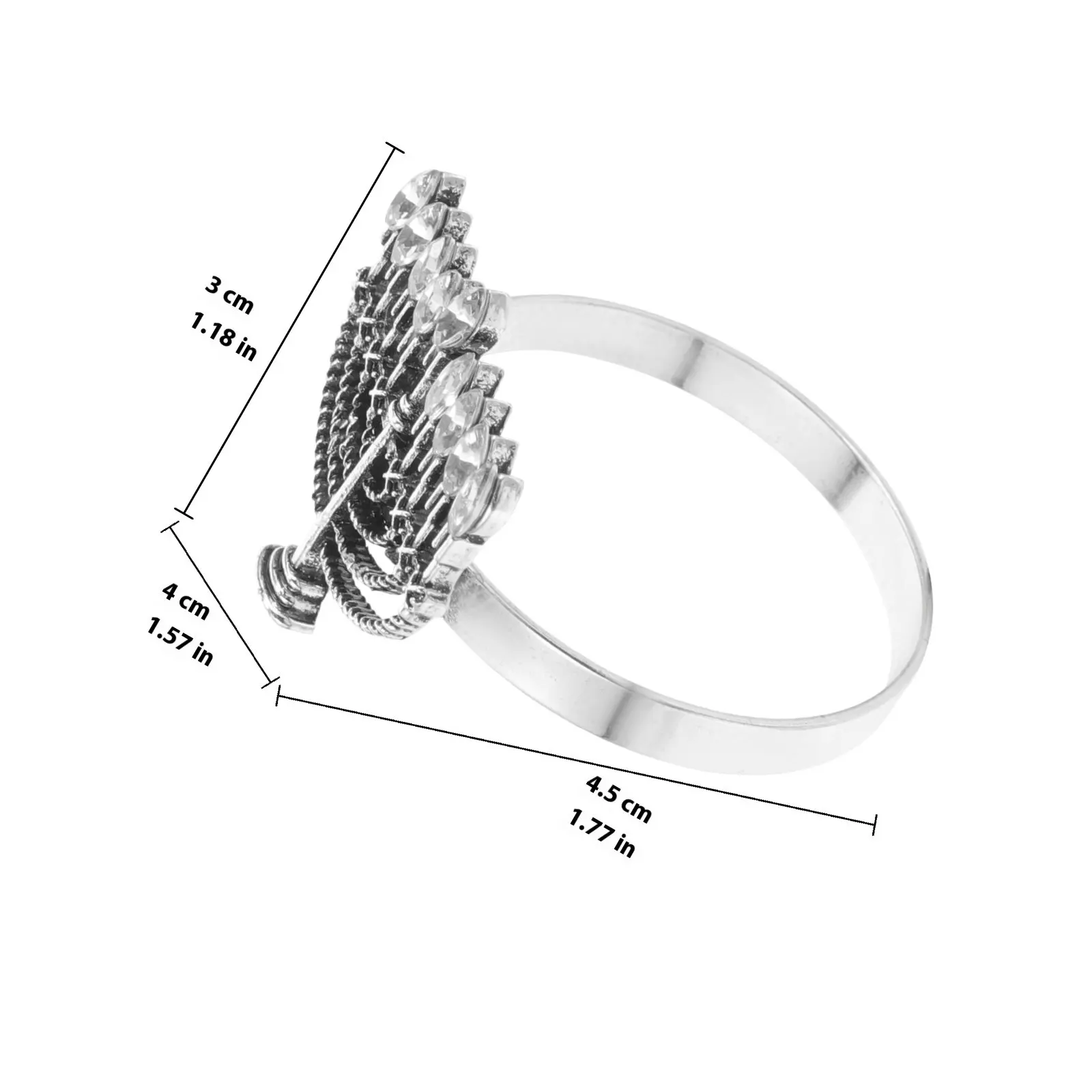 4Pcs Rhinestone Embellished Metal Napkin Rings Candlestick Napkin Holder for Dining Table Wedding Party Decorative Use