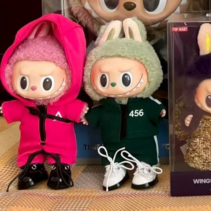 15 17 سنتيمتر ل Labubu ملابس دمى قلادة ملابس دمى الاعتداء فريق الاعتداء دعوى الدراما الكورية سلسلة دعوى الملابس والاكسسوارات