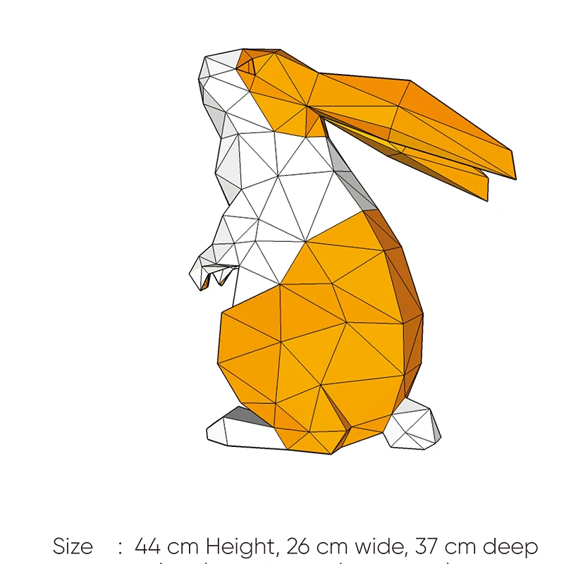 Modèle en papier lapin 43cm, décoration de maison, bureau, ornement de salle, artisanat en papier, puzzle 3D, jouets éducatifs créatifs faits à la main