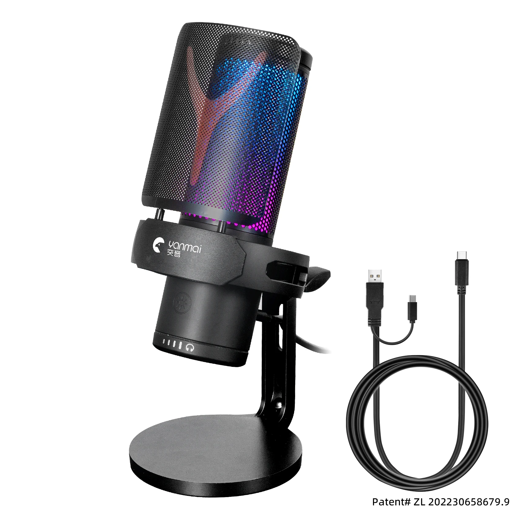 

USB Microphone RGB Microfone Gaming Mic for Recording and Streaming on PC and Mac,Headphone Output ,Touch-Mute Button Freeshop