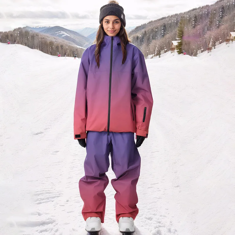 

2025 New Women's Ski Suit Waterproof Windproof Clip Cotton Ski Set Warm Breathable Loose Double Board Outdoor Pants Snow Jacket
