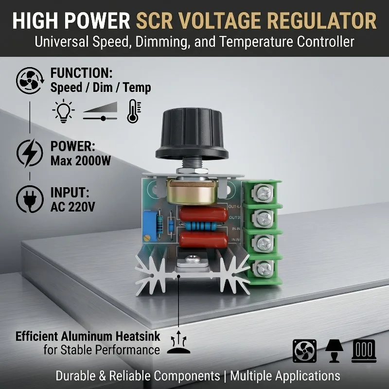 

2000W AC 220V SCR Voltage Regulator Motor Speed Controller Dimmer Thermostat for Electric Heater Fan Lamp Light Module