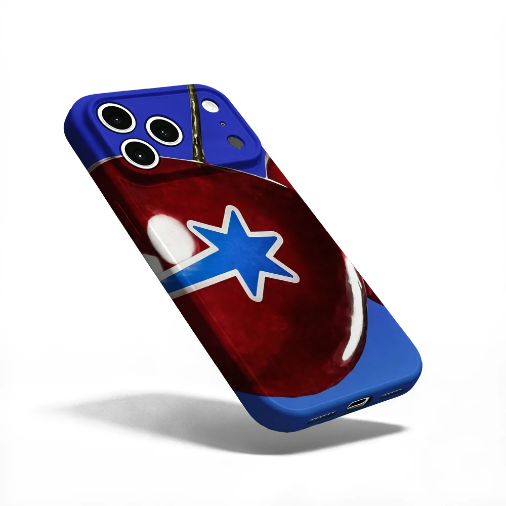 Red Cherry Blue Star Phone Case For iPhone 17 16 15 14 13 12 11 Pro Max Air 16e 7 8 Plus XS Max X XR Hard PC Bumper Cover - view 2