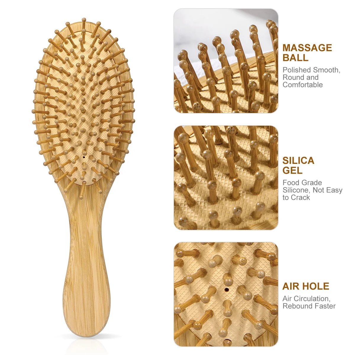 

Ergonomic Bamboo Comb Airbag Massage Teeth Design Wood Comb for Hair and Beard Gentle on Scalp Reduces Hair Loss Split Ends