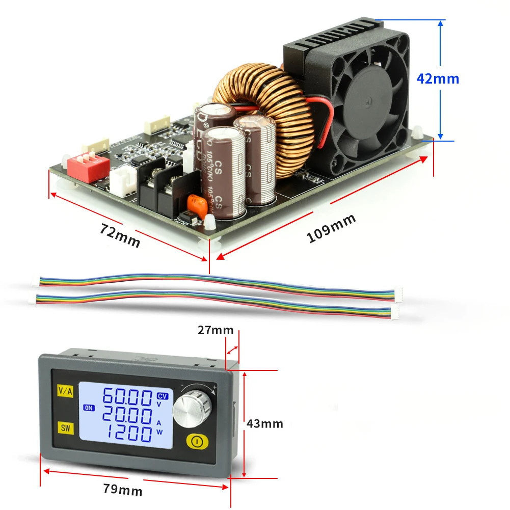 

High performance CNC DC Step down Power Supply for DIY Projects and Solar Charging 6 0 70 0V 0 0 60 0V 0 0 20 0A 1200W