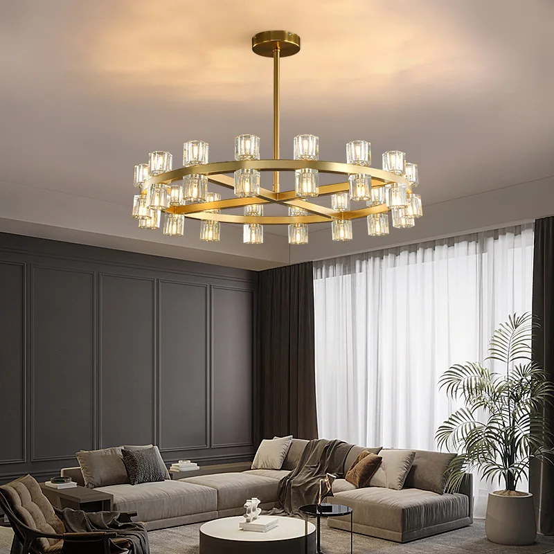 2024 Villa Duplex Black Brass Crystal Chandeliers Luxury Home Decoration Large Hanglamp for High Ceiiling Appliance Lustres