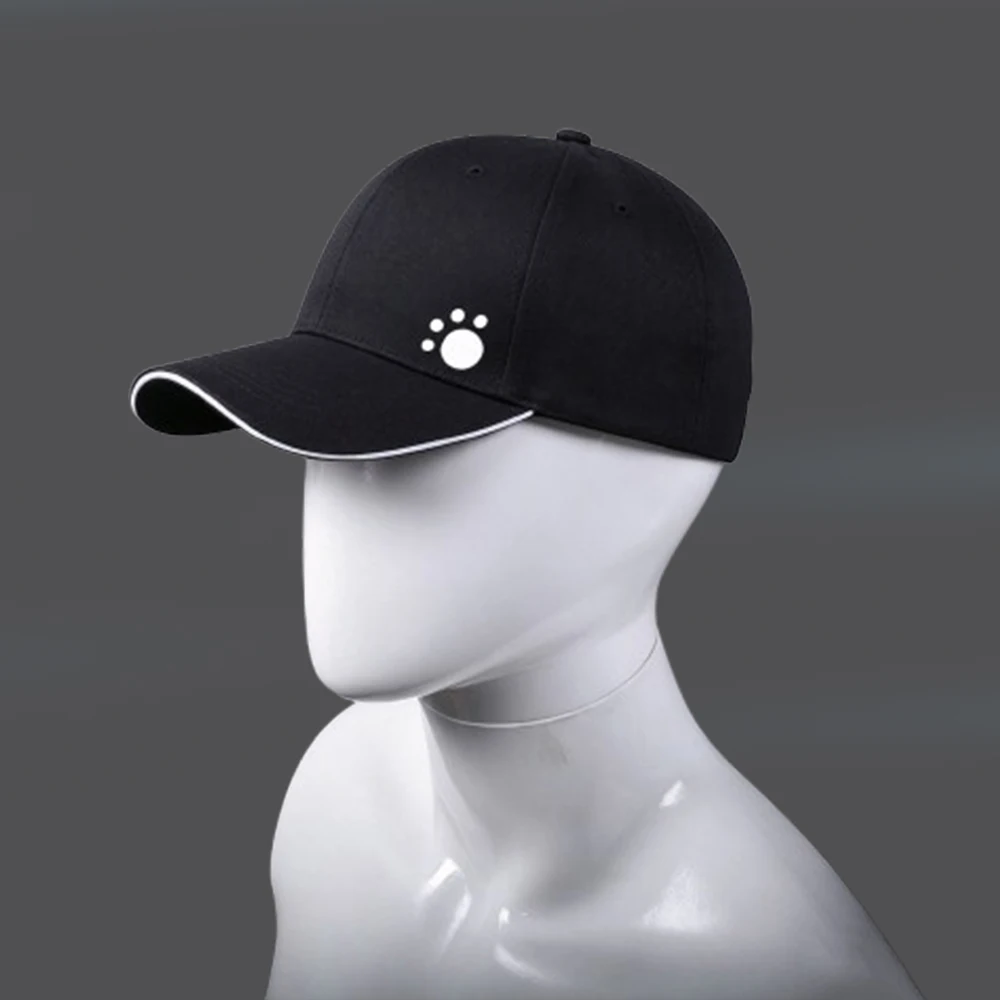 Anime Akayama Mizuki Cosplay Black Cap Dog Paw Print Baseball Cap For Women Men Simple Sun Hat Adjustable Halloween Accessory