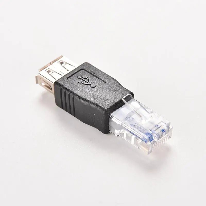 

PC Crystal Head RJ45 Male to USB 2.0 AF A Female Adapter Connector Laptop LAN Network Cable Ethernet Converter Transverter Plug