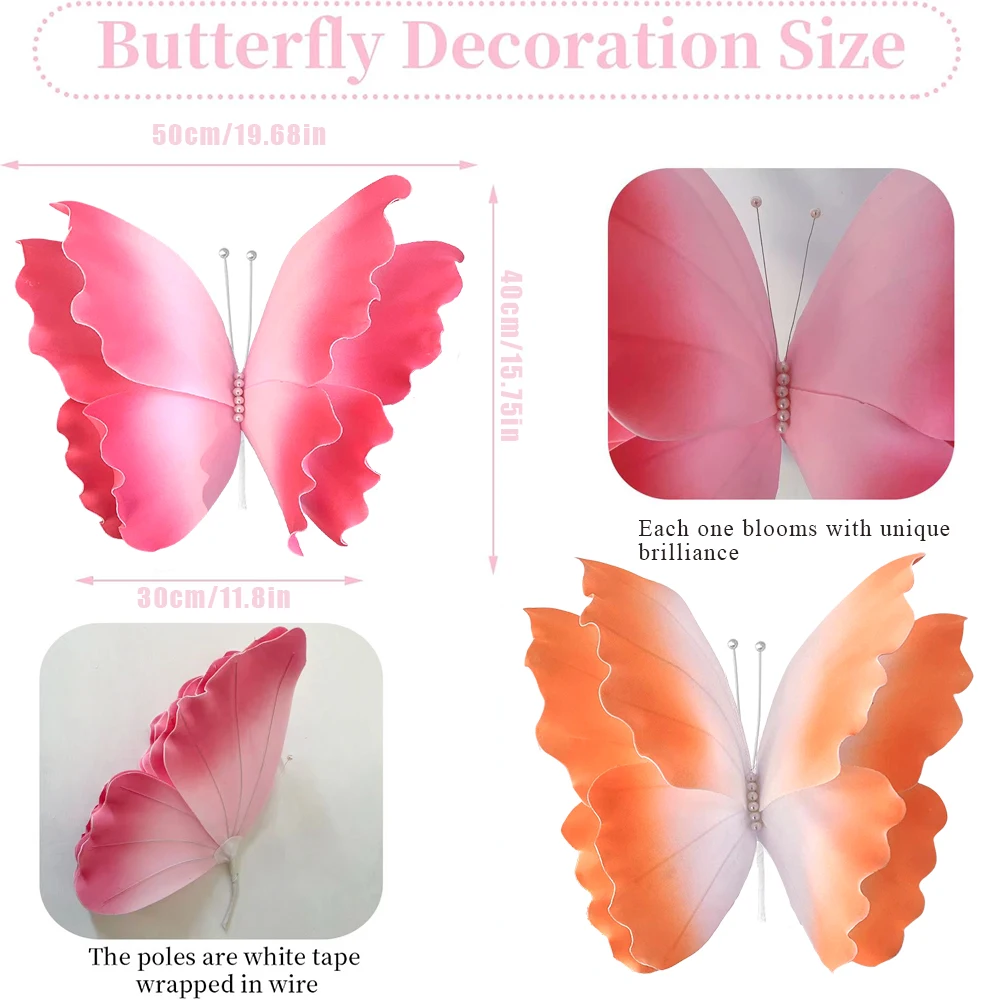Artificial Giant PE Foam Butterfly Flower Valentine\'s Day Background Decoration Home Photography Props DIY Decorative Butterfly