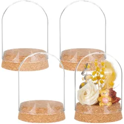 4 Set Dome Display Glass Jar with Cork, 2.57x3.6inch Tabletop Centerpiece Cloche Bell Jar for Flower Plants, Specimens