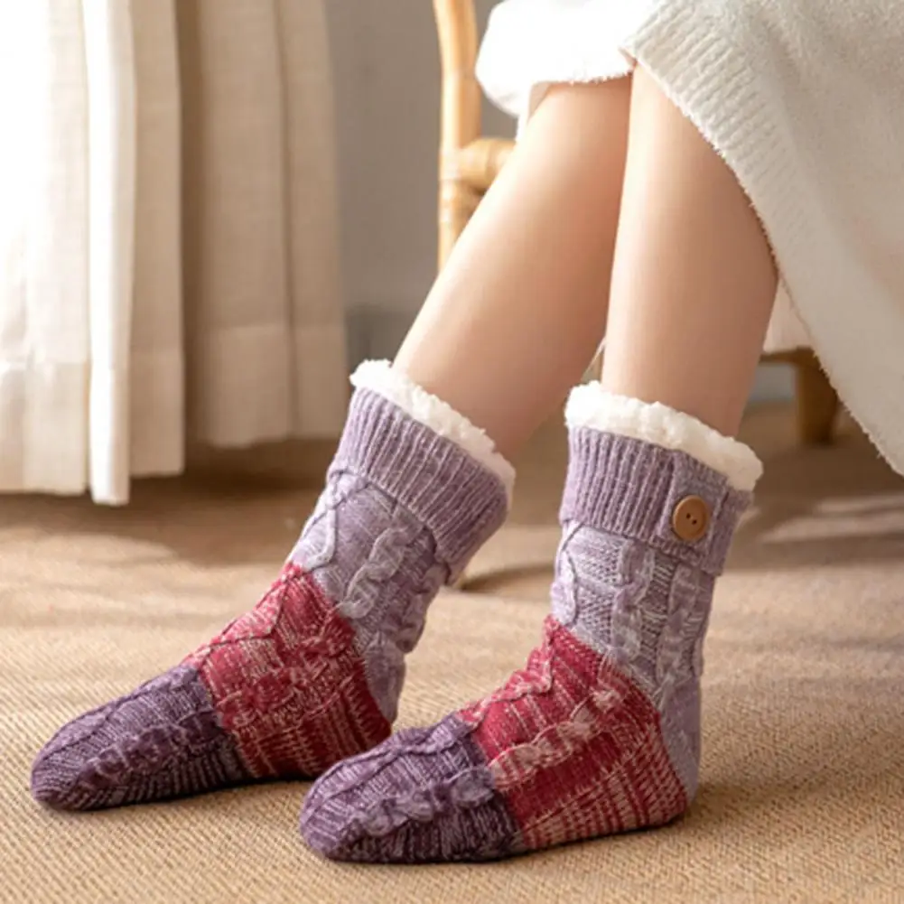 Beautiful Indoor Socks Knitted Comfortable Autumn Winter Female Indoor Socks  Non-shrink Sleeping Socks for Daily Wear