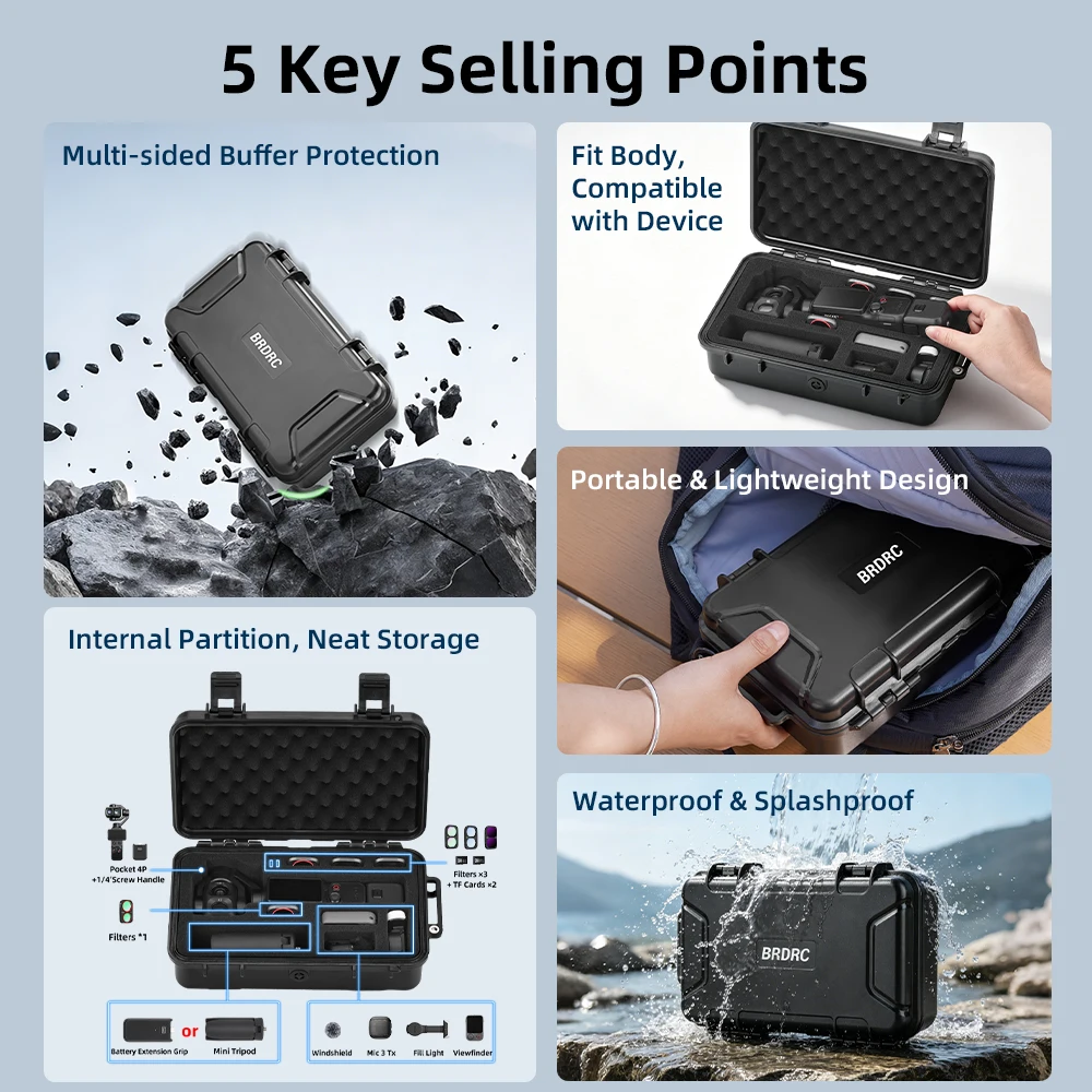 Hard Shell Carry Case for DJI Osmo Pocket 4 Pro Waterproof Shockproof Anti Drop Portable Travel Storage Box Accessory