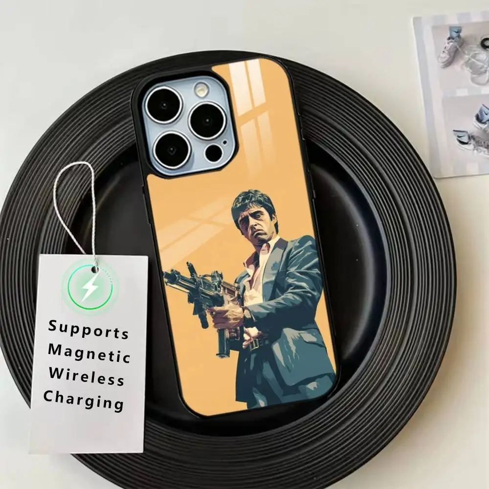 Classic S-Scarface Film Tony Phone Case For iPhone17,16,15,14,13,12,11 Plus,Pro Compatible with magnetic wireless charging