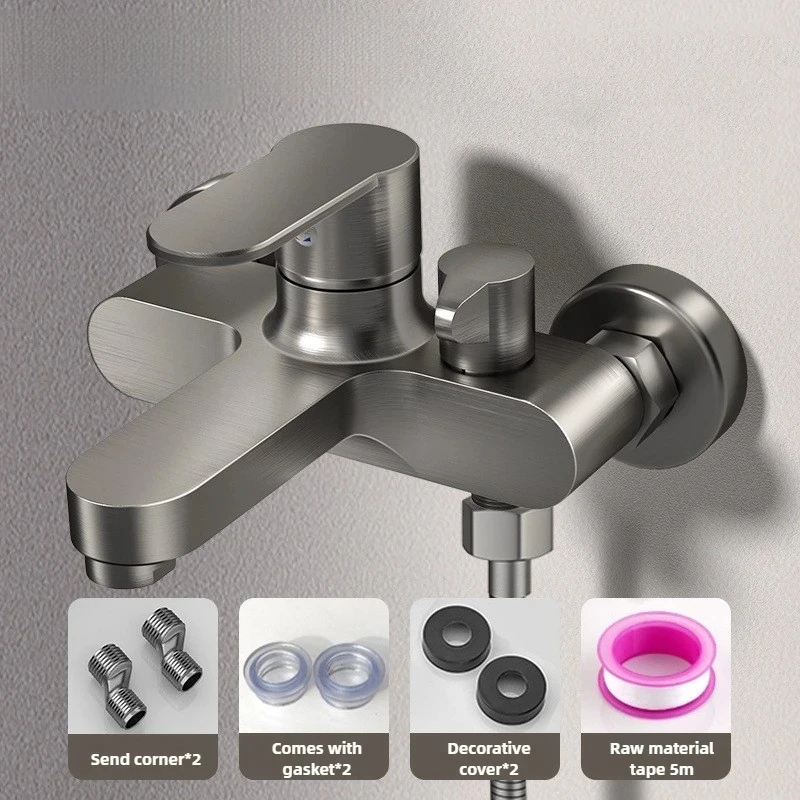 Set doccia con valvola, bagno, vasca da bagno, miscelatore, triplo rubinetto caldo e freddo